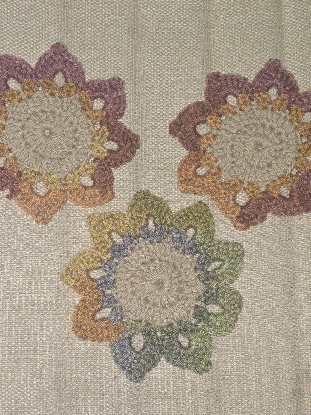 Handmade Crochet Flower Coaster Set, Multicolor Floral Boho, 3-Piece